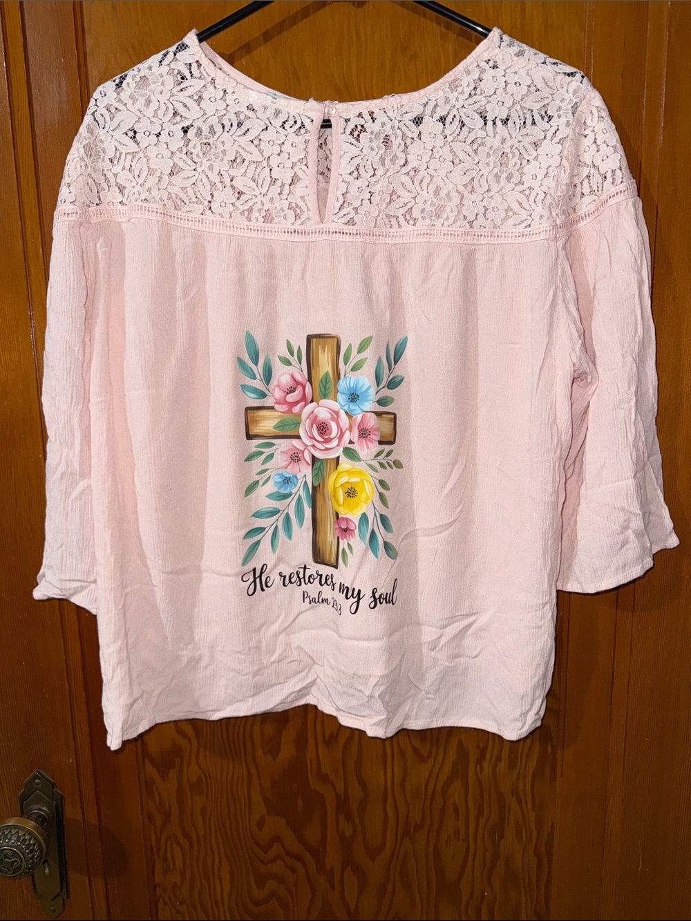 Westport Pink Lace-Yoke Floral Cross Tunic